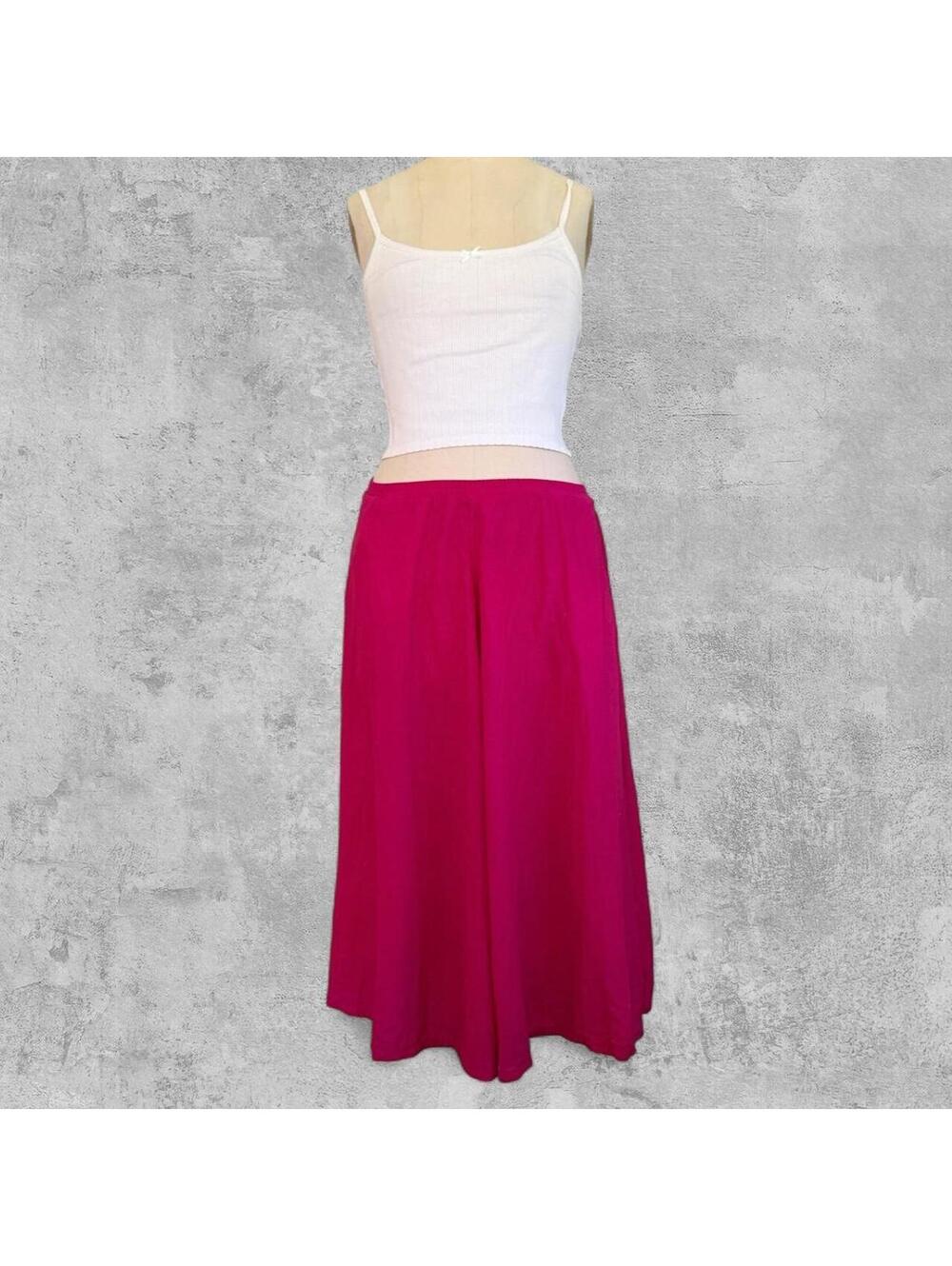 Vtg New Herd Magenta Culotte Maxi Skirt Size M Pink Native American Cotton Boho